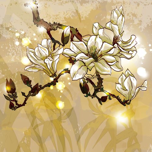 印花矢量圖植物花卉花朵色彩免費(fèi)素材